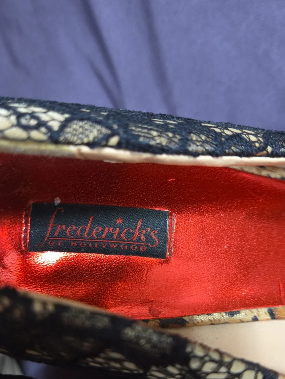 Frederick's of Hollywood Black Lace Nude Platform Stiletto Pumps Size 11M
